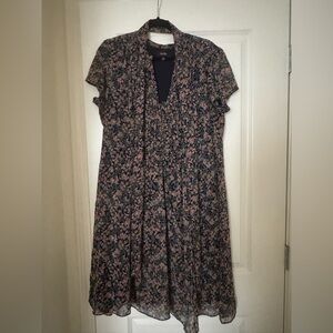 MSK Women's Midi Dress - Navy and Pink Floral